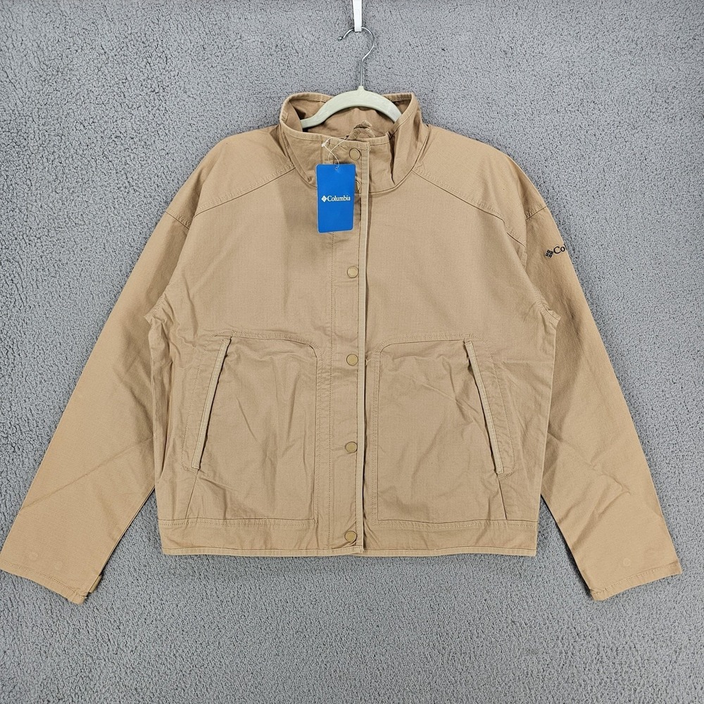 Columbia Jacket Womens Medium‎ Tan Sage Lake Cotton Blend Outdoors Hiking